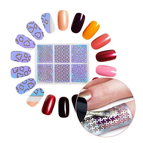 DXIA Diseños de Vinilos de Uñas Set, 24 Hojas de Plantillas de Arte de Uñas, 72 Diseños Diferentes de Pegatinas Plantillas de Uñas DIY Arte para Diseño de Arte de Uñas, Good Nail Art Stencial Kit