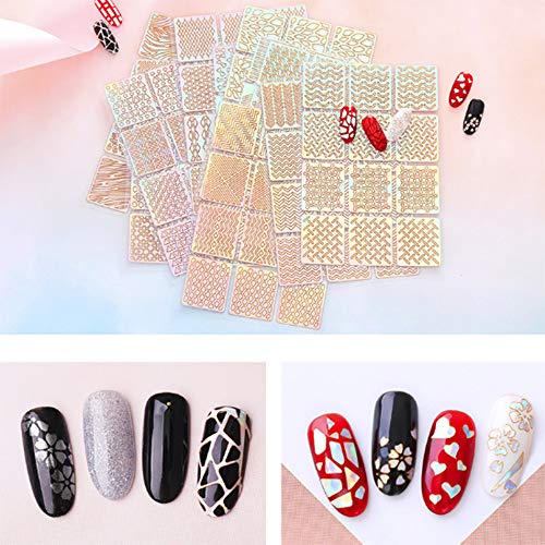 DXIA Diseños de Vinilos de Uñas Set, 24 Hojas de Plantillas de Arte de Uñas, 72 Diseños Diferentes de Pegatinas Plantillas de Uñas DIY Arte para Diseño de Arte de Uñas, Good Nail Art Stencial Kit