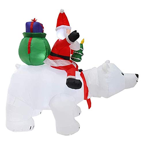 DXQDXQ Silla Inflable de Navidad 170x210cm Papá Noel Que Monta la Muñeca Inflable del Oso Polar para la Decoración del Jardín Casero Navidad Fiesta Césped Bar Interior Comida