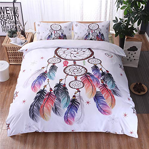 DXSX Funda Nórdica Juego de Cama Funda de Edredón Microfibra Funda de Almohada Tema Atrapasueños Ropa de Cama Dreamcatcher Decoración (150×220cm (para Cama de 90))