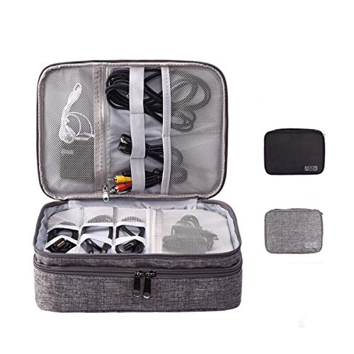 DY_Jin Accesorios electrónicos Bolsa Organizador de Cable de Viaje de Tres Capas para iPad Mini, Kindle, Discos Duros, Cables, Cargadores(Gray) DY_Jin Accesorios electrónicos Bolsa Organizador de Cable de Viaje de Tres Capas para iPad Mini, Kindle, Discos Duros, Cables, Cargadores(Gray)