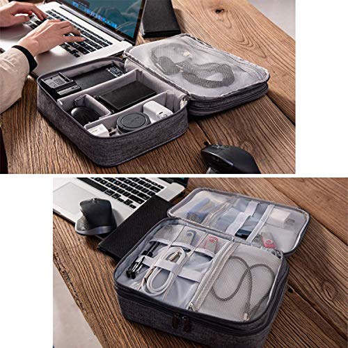 DY_Jin Accesorios electrónicos Bolsa Organizador de Cable de Viaje de Tres Capas para iPad Mini, Kindle, Discos Duros, Cables, Cargadores(Gray) DY_Jin Accesorios electrónicos Bolsa Organizador de Cable de Viaje de Tres Capas para iPad Mini, Kindle, Discos Duros, Cables, Cargadores(Gray)