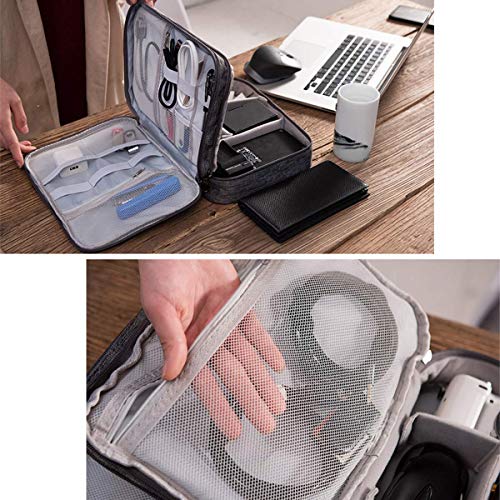 DY_Jin Accesorios electrónicos Bolsa Organizador de Cable de Viaje de Tres Capas para iPad Mini, Kindle, Discos Duros, Cables, Cargadores(Gray) DY_Jin Accesorios electrónicos Bolsa Organizador de Cable de Viaje de Tres Capas para iPad Mini, Kindle, Discos Duros, Cables, Cargadores(Gray)
