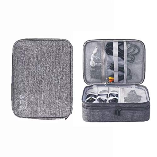 DY_Jin Accesorios electrónicos Bolsa Organizador de Cable de Viaje de Tres Capas para iPad Mini, Kindle, Discos Duros, Cables, Cargadores(Gray) DY_Jin Accesorios electrónicos Bolsa Organizador de Cable de Viaje de Tres Capas para iPad Mini, Kindle, Discos Duros, Cables, Cargadores(Gray)