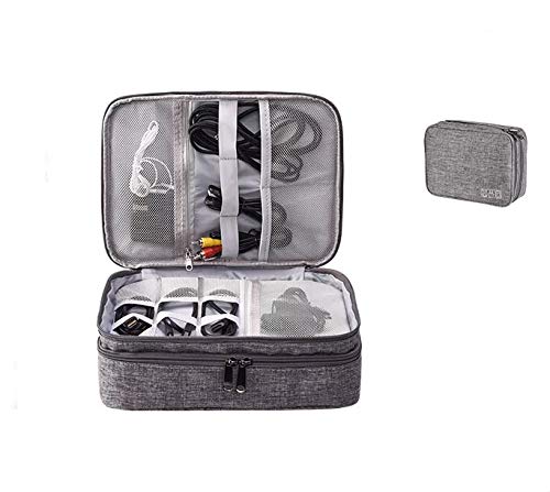DY_Jin Accesorios electrónicos Bolsa Organizador de Cable de Viaje de Tres Capas para iPad Mini, Kindle, Discos Duros, Cables, Cargadores(Gray) DY_Jin Accesorios electrónicos Bolsa Organizador de Cable de Viaje de Tres Capas para iPad Mini, Kindle, Discos Duros, Cables, Cargadores(Gray)