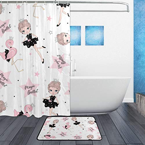 DYCBNESS Cortina de Ducha Suelo Alfombra combinación para baño,Lindo Bebé Hermosa Balerina Chica Bailarina,Nuevo patrón Personalizado Personalizado Super Largo 180 * 180cm DYCBNESS Cortina de Ducha Suelo Alfombra combinación para baño,Lindo Bebé Hermosa Balerina Chica Bailarina,Nuevo patrón Personalizado Personalizado Super Largo 180 * 180cm