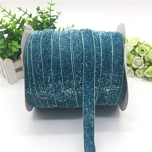 DYH&PW Cintas 5 Yardas 15 mm Cinta de Terciopelo decoración del Banquete de Boda Cinta Hecha a Mano Envoltura de Regalo Bowknot Pelo Cinta de Navidad DIY, Brillo Azul