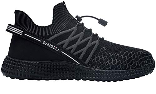 DYKHMILY Zapatillas de Seguridad Hombre Impermeable Zapatos de Seguridad con Punta de Acero Ligeras Transpirable Botas de Seguridad (Negro Relámpago,43.5 EU)