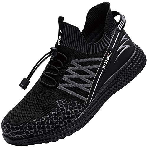 DYKHMILY Zapatillas de Seguridad Hombre Impermeable Zapatos de Seguridad con Punta de Acero Ligeras Transpirable Botas de Seguridad (Negro Relámpago,43.5 EU)