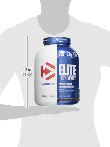 Dymatize Elite Whey Rich Chocolate 2,1Kg - Pulverizador de alta Poteína y Baja Azúcar + Proteína de Suero y BCAA