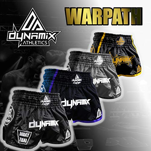 Dynamix Athletics Shorts de Muay Thai Warpath Gris - Pantalones Cortos tailandeses Premium para Boxeo tailandés Pantalones thaibox Tradicionales para Hombres con Material Air-Tech (S)