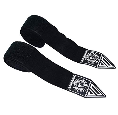 Dynamix Athletics Vision - Vendas de Boxeo elásticas para Boxeo MMA Muay Thai Sparring (5 m, extralargas con Presilla para el Pulgar y Cierre de Velcro) - Color Negro