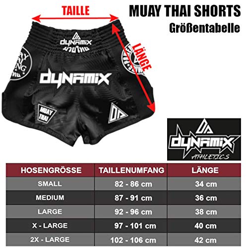 Dynamix Athletics Warpath - Pantalones cortos tailandeses para Muay Thai Boxing para hombre con tejido Air-Tech (talla L), color negro y rojo