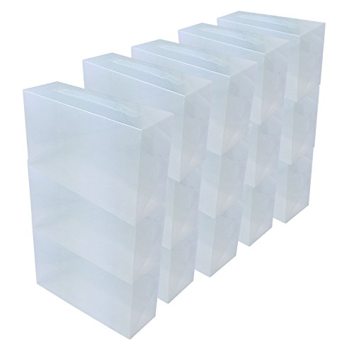 DynaSun 15x PP368T Cajas de Almacenaje para Zapatos Apilable Plegable Contenedor Organizador Transparente para Hombres Damas y Señoras