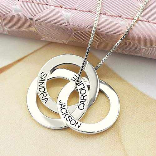 dytinine Collar con Anillo Ruso Personalizado Disco con Nombre Grabado en círculos Personalizado Collar dytinine Collar con Anillo Ruso Personalizado Disco con Nombre Grabado en círculos Personalizado Collar