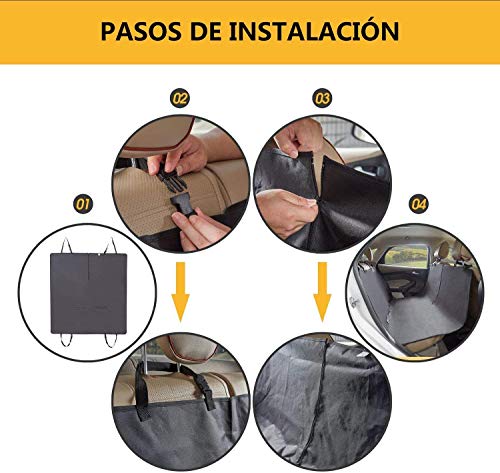 DZL- Cubierta de Asiento para Perros Protector Perro Coche Asiento Impermeable Protector Antideslizante,Protecctor para Perros Mascotas Viajes Seguridad 129 * 127cm (Marron)