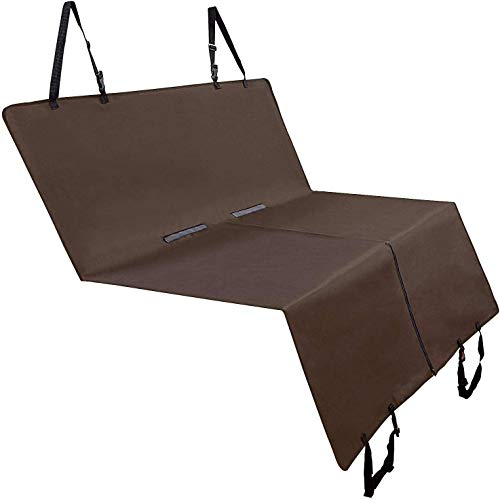 DZL- Cubierta de Asiento para Perros Protector Perro Coche Asiento Impermeable Protector Antideslizante,Protecctor para Perros Mascotas Viajes Seguridad 129 * 127cm (Marron)