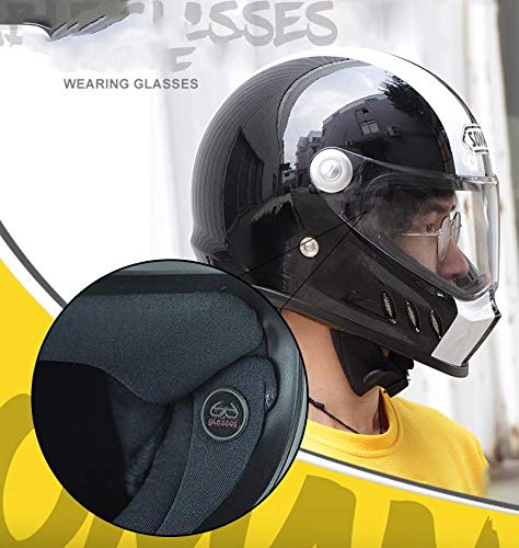 DZSF Casco de Casco de Motocicleta Negro de los Hombres Retro Vintage Flip Visor Motocicleta Casco 100% Dot Aprobado,L