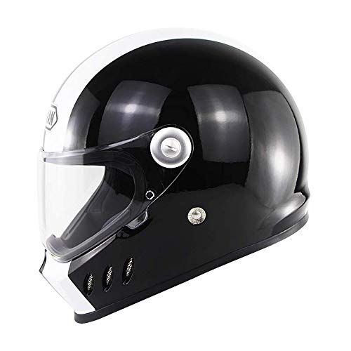 DZSF Casco de Casco de Motocicleta Negro de los Hombres Retro Vintage Flip Visor Motocicleta Casco 100% Dot Aprobado,L