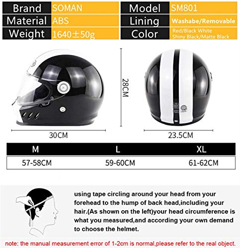 DZSF Casco de Casco de Motocicleta Negro de los Hombres Retro Vintage Flip Visor Motocicleta Casco 100% Dot Aprobado,XL DZSF Casco de Casco de Motocicleta Negro de los Hombres Retro Vintage Flip Visor Motocicleta Casco 100% Dot Aprobado,XL
