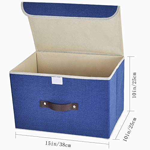 E-MANIS Cajas de almacenaje,Cajas de Almacenamiento con Tapas,Set de 3 Organizadores de Juguetes,Ropa y Libros para Dormitorios y Estanterías (Azul Marino)