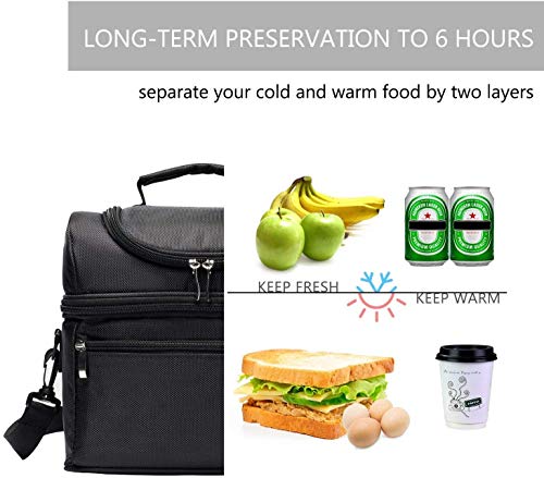 E-MANIS Térmica Bolsa Portatil Almuerzo 12L Hombre y Mujer Trabajo Hermética Comida Nevera Porta Alimentos Oficina Escuela Acampar Picnic Playa Viaje para Adultos y Niños, Negro