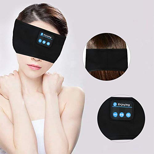 E-More - Diadema inalámbrica con Bluetooth, lavable, ajustable, para dormir, con manos libres, música y micrófono para correr, llamadas de yoga, viajes al aire libre, senderismo, color negro