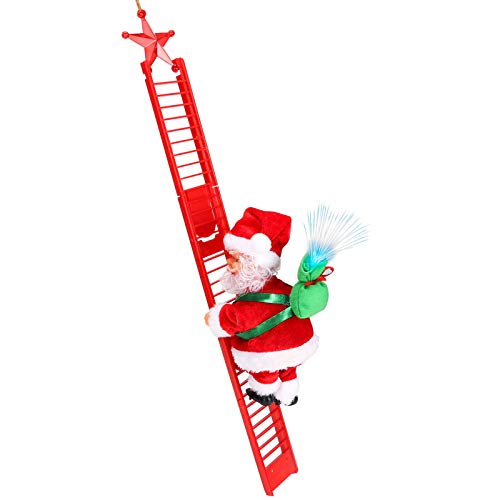 E-More Santa Climbing Rope Ladder, Juguete eléctrico de la Que Sube de Papá Noel,Campanas Musicales eléctricas Escalera de Escalada Juguete de Papá Noel, Juguete de Adorno de estatuilla