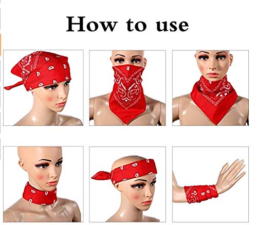 E-Senior Pañuelos Bandana, Pañuelos Rojo para Sanfermin, Unisex Bandanas de Paisley para Cuello/Cabeza/para las mujeres y los hombres (3Pack/Rojo)