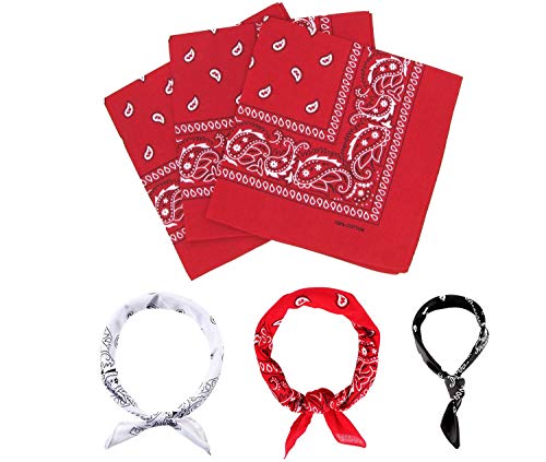 E-Senior Pañuelos Bandana, Pañuelos Rojo para Sanfermin, Unisex Bandanas de Paisley para Cuello/Cabeza/para las mujeres y los hombres (3Pack/Rojo)
