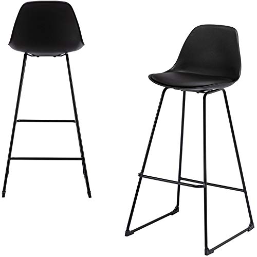 E-starain 2x Taburete de Bar Sillas Altas con Respaldo Silla acolchada tapizada en Piel sintética Taburete Alto Cocina con Patas de Metal Negro E-starain 2x Taburete de Bar Sillas Altas con Respaldo Silla acolchada tapizada en Piel sintética Taburete Alto Cocina con Patas de Metal Negro