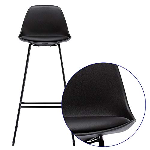 E-starain 2x Taburete de Bar Sillas Altas con Respaldo Silla acolchada tapizada en Piel sintética Taburete Alto Cocina con Patas de Metal Negro