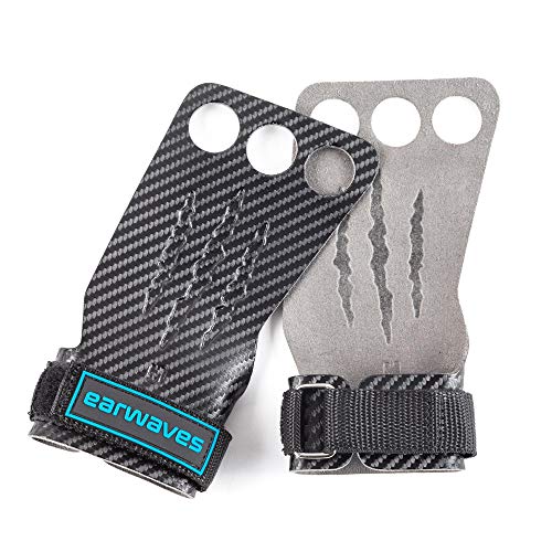 Earwaves ® Carbon Spino Grips 2 & 3 Agujeros - Calleras para Hombre y Mujer. Ideales para Gimnásticos, Calistenia, Dominadas, Pull ups, Muscle ups, Barra, Anillas, etc.