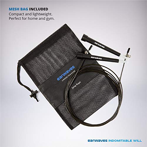 Earwaves ® R3 - Comba básica de Velocidad. Cuerda para Saltar para Entrenamiento Funcional, Boxeo, MMA. Longitud Ajustable de 3 Metros y rodamientos Ligeros para Double Unders. Earwaves ® R3 - Comba básica de Velocidad. Cuerda para Saltar para Entrenamiento Funcional, Boxeo, MMA. Longitud Ajustable de 3 Metros y rodamientos Ligeros para Double Unders.
