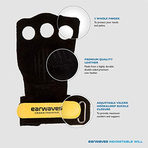 Earwaves ® Slim Grips 3H - Calleras Crossfit Cuero para Hombre y Mujer. Guantes Ideales para Calistenia, Gymnastics, Pull ups, Muscle ups, Dominadas Barra y Anillas, etc.