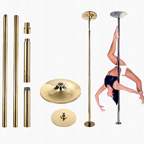 EASOUG Gold Pole Dance Acero Inoxidable,Pole Dance Barra de Baile Giratoria de 45 mm de Acero Inoxidable Profesional con Longitud de 2.3m - 2.75m Tubo Acero Inoxidable Carga Máx 250KG