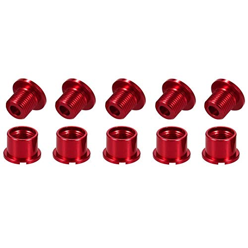 EASTERN POWER 5 Set Tornillos Plato Bicicleta, Tornillos Platos MTB,Tornillos Bici para Doble Plato Shimano/Sram,Rojo