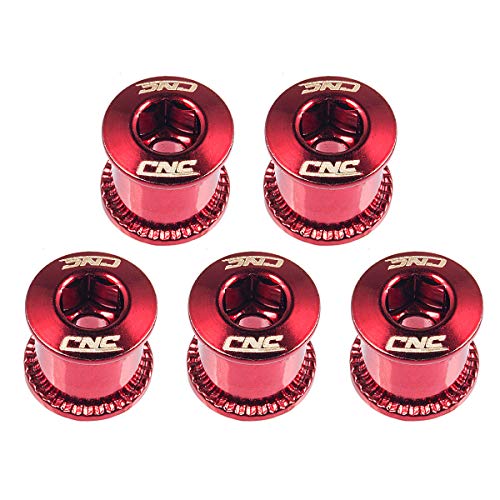 EASTERN POWER 5 Set Tornillos Plato Bicicleta, Tornillos Platos MTB,Tornillos Bici para Doble Plato Shimano/Sram,Rojo