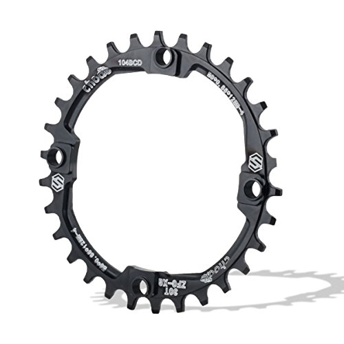 EASTERN POWER Plato 30 Dientes BCD 104, Plato BCD 104 Bicicleta Montaña, Aluminio Monoplato 30 Dientes MTB, Negro(Incluye 4 Tornillos Plato)