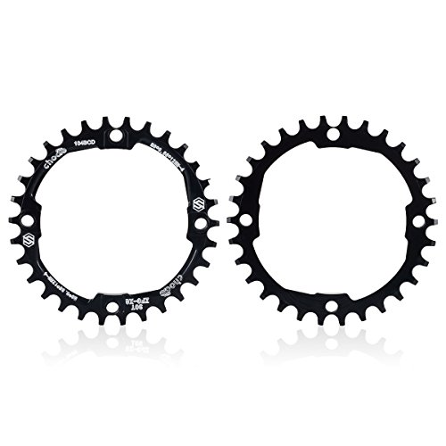 EASTERN POWER Plato 30 Dientes BCD 104, Plato BCD 104 Bicicleta Montaña, Aluminio Monoplato 30 Dientes MTB, Negro(Incluye 4 Tornillos Plato)