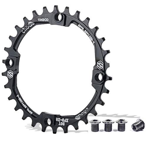 EASTERN POWER Plato 30 Dientes BCD 104, Plato BCD 104 Bicicleta Montaña, Aluminio Monoplato 30 Dientes MTB, Negro(Incluye 4 Tornillos Plato)