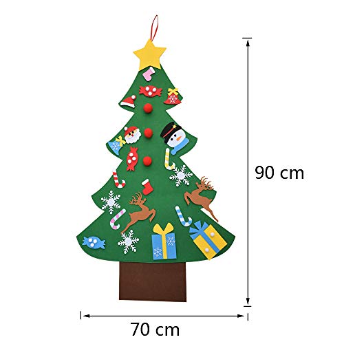 EasyBravo El árbol de Navidad del Fieltro de los 3.6FT DIY fijó + los Ornamentos Desmontables 26pcs, Regalos Colgantes de Navidad de la Pared para Las Decoraciones de la Navidad