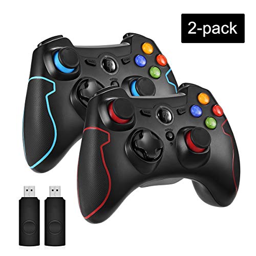 EasySMX 2 Pack Mandos PS3, [Regalos de Reyes] 2.4G Mandos PC/PS3, Mandos para PC, Gamepad Wireless Compatible con Windows XP y Vista, Windows 8, PS3, Android y Operación Rango hasta 10M