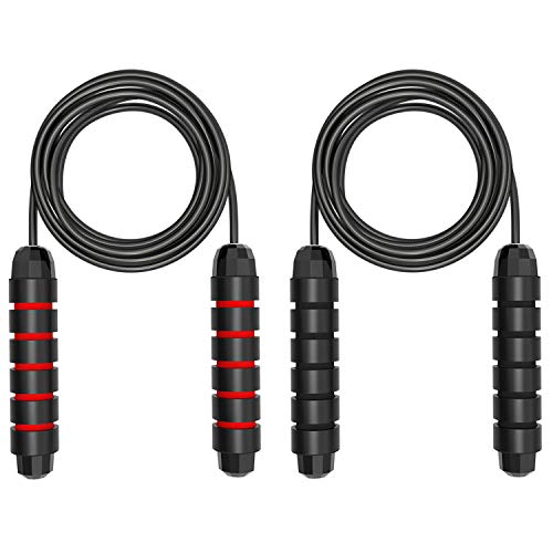 EasyULT 2 Piezas Cuerda para Saltar, Ajustable y Profesional Cuerda, Sistema de Rodamientos de Bolas de 360 Grados, para Entrenamiento, Boxeo, Boxeo, Crossfit, Deporte, Gimnasio, Fitness