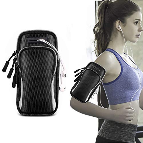 EasyULT Brazalete Deportivo, con Orificio Auriculares, Universal Impermeable contra Sudor Móvil Bolsa para Brazos Fundas para Correr, Gimnasio, Deportes, Viaje(Gris)