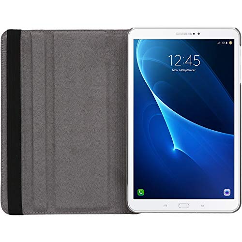 ebestStar - Funda Compatible con Samsung Galaxy Tab A6 A 10.1 (2018, 2016) T580 T585 Carcasa Cuero PU, Giratoria 360 Grados, Función Soporte, Gris +Cristal Templado [Aparato: 254.2x155.3x8.2mm 10.1"]