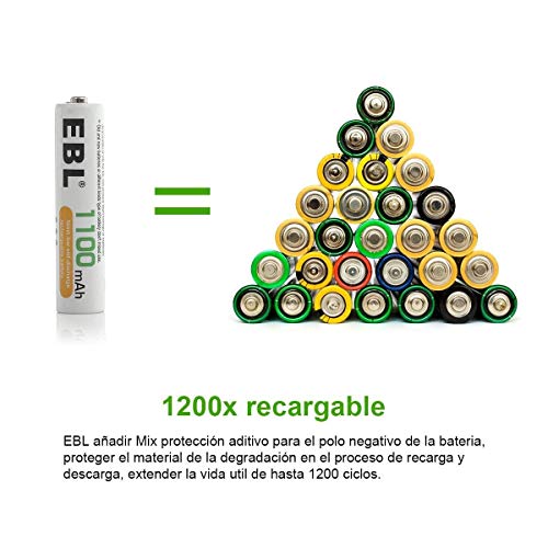 EBL 1100mAh AAA Ni-MH 1200 Ciclo de Pilas Recargables para los Equipos Domésticos con Estuches de Almacenamiento (8 Piezas)