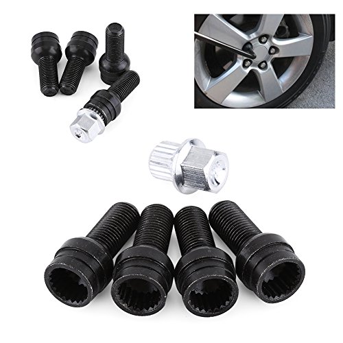 EBTOOLS 4 + 1 M14 * 1.5MM Tornillo de rueda de acero negro y tuerca de seguridad con llave para Llantas Juego de Tornillos y Antirrobo con Llave EBTOOLS 4 + 1 M14 * 1.5MM Tornillo de rueda de acero negro y tuerca de seguridad con llave para Llantas Juego de Tornillos y Antirrobo con Llave