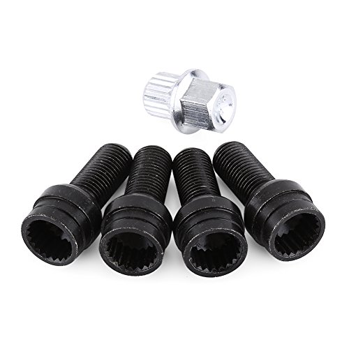 EBTOOLS 4 + 1 M14 * 1.5MM Tornillo de rueda de acero negro y tuerca de seguridad con llave para Llantas Juego de Tornillos y Antirrobo con Llave EBTOOLS 4 + 1 M14 * 1.5MM Tornillo de rueda de acero negro y tuerca de seguridad con llave para Llantas Juego de Tornillos y Antirrobo con Llave