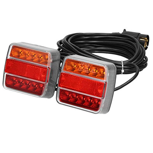 ECD Germany Kit de Iluminación LED para Remolque Luces Traseras de Señalización 12V Cableado con 7 Polos Universal aplicable E4 Aprobado Instalación Mágnetica 14 Leds por Luz ECD Germany Kit de Iluminación LED para Remolque Luces Traseras de Señalización 12V Cableado con 7 Polos Universal aplicable E4 Aprobado Instalación Mágnetica 14 Leds por Luz